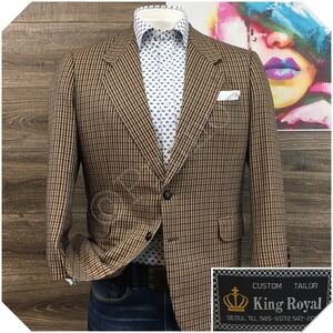 VINTAGE Mens BESPOKE Blazer Sport Coat Casual Jacket Size 40S Wool Silk Suit